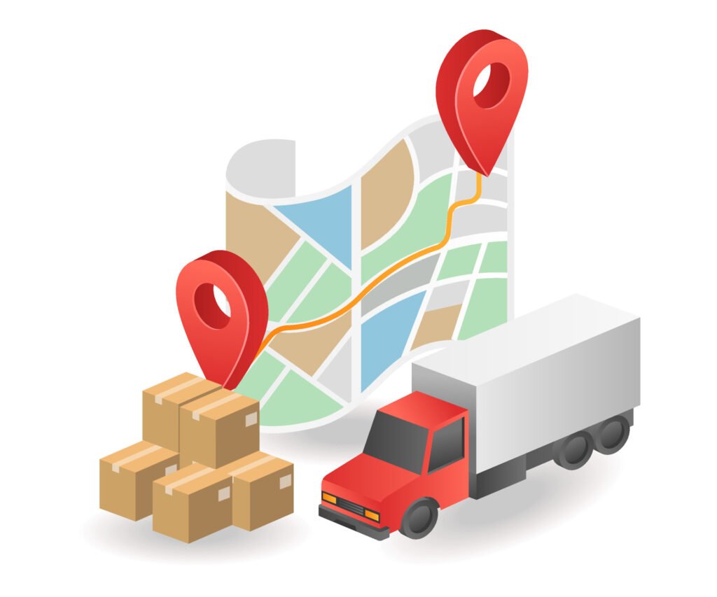 oil-1 flat isometric illustration concept. logistics delivery location map